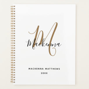 Manuscript voor modern zwart-wit monogram Initiaal Planner
