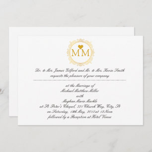 Manuscrit royal d'or de monogramme du faire-part