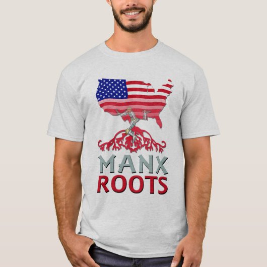 Manx American Roots, eiland Man T-shirt (Voorkant)