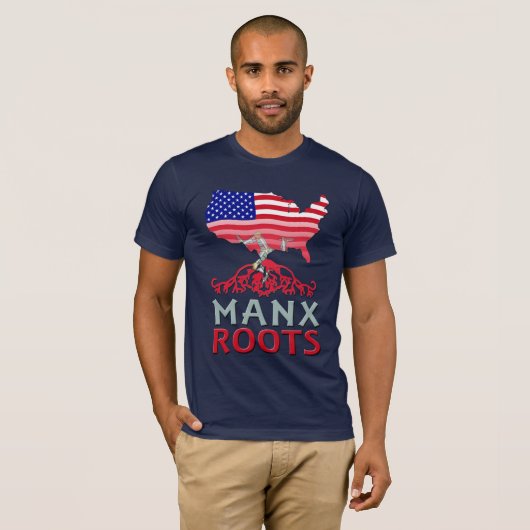 Manx American Roots, eiland Man T-shirt (Voorkant volledig)