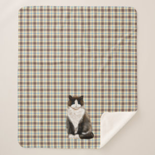 manx cat bi-col sherpa blanket deken