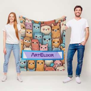 Many Alpaca Llama Fleece Deken