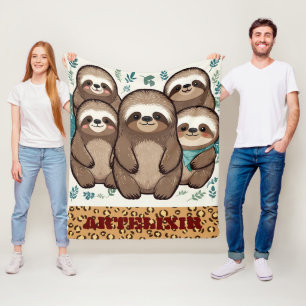 Many Sloth Army Print Fleece Deken