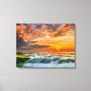 Manyar Beach op zonsopgang Canvas Afdruk