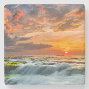 Manyar Beach op zonsopgang Stenen Onderzetter