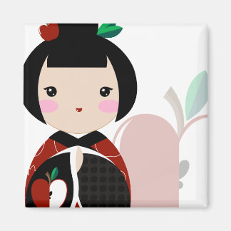 Manzanita Kokeshi Close Up Magnet Magneet