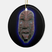 Maori Carved Mask Keramisch Ornament (Links)