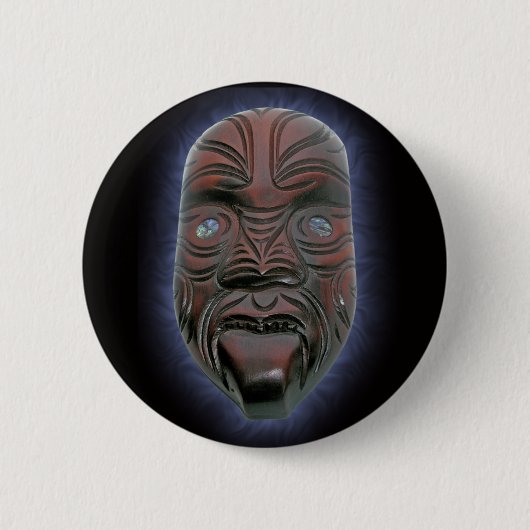 Maori Carved Masker - Button (Voorkant)