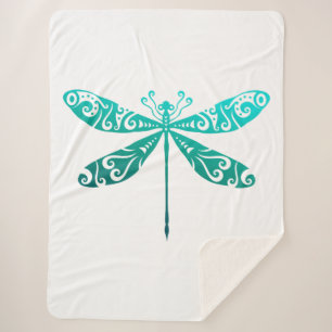 Maori Dragonfly Polynesiaans Tattoo Gift Idea Sherpa Deken