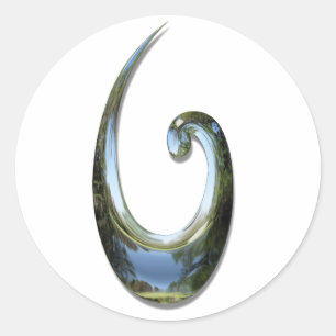Maori Fish Hook - Chrome Ronde Sticker