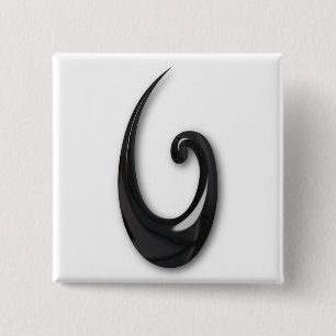 Maori-Fish Hook-obsidian Vierkante Button 5,1 Cm