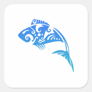 Maori Fish Tribal Tattoo - cadeau idee Vierkante Sticker