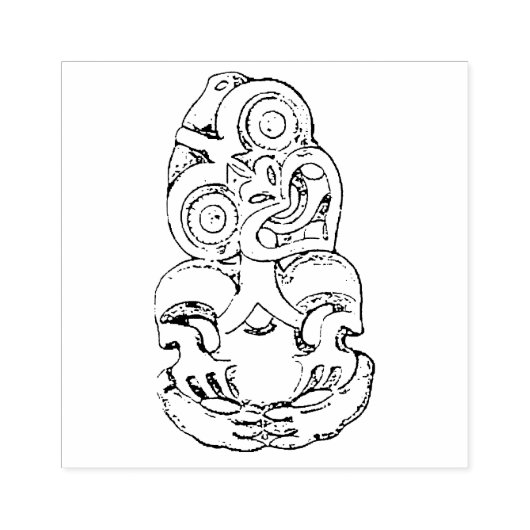 Maori Hei-Tiki Schets Rubberstempel (Afrduk)