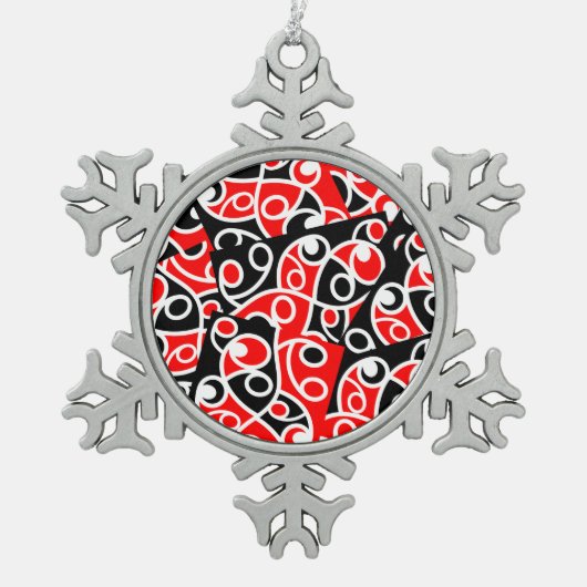 Maori Kowhaiwhai gelaagd patroon Tin Sneeuwvlok Ornament (Voorkant)