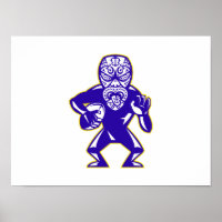 Maori Mask Rugby Player die loopt met het buikuite