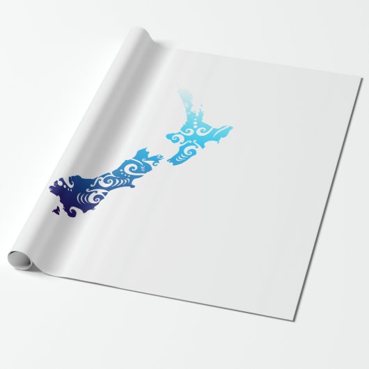 Maori New Zealand Map Tribal Tattoo Gift Idea Cadeaupapier (Uitgerold)