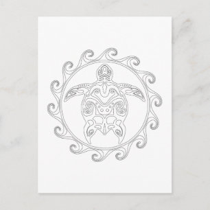 Maori Sun Tribal Turtle Adult Coloring Briefkaart