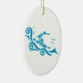 Maori Surfer met Waves Gift Idee Keramisch Ornament (Rechts)