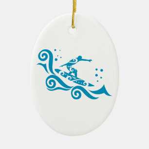 Maori Surfer met Waves Gift Idee Keramisch Ornament