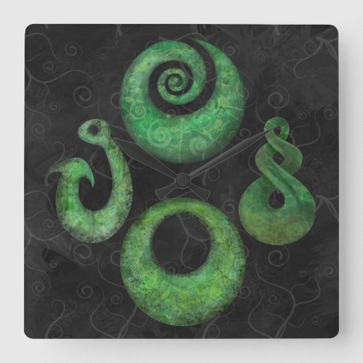 Maori-symbolen Vierkante Klok (Voorkant)