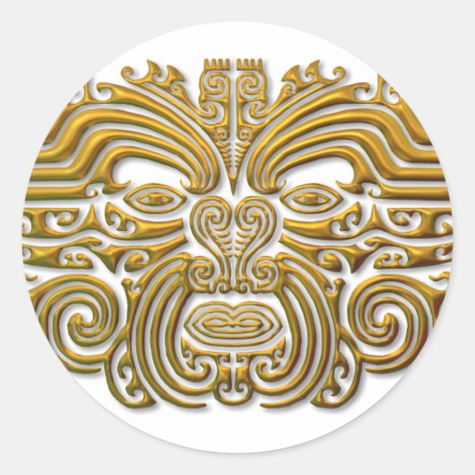 Maori Tattoo - Gold Ronde Sticker (Voorkant)