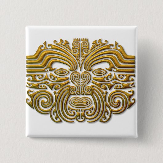 Maori Tattoo - Gold Vierkante Button 5,1 Cm (Voorkant)