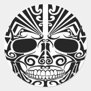 Maori Tattoo Masker Ronde Sticker