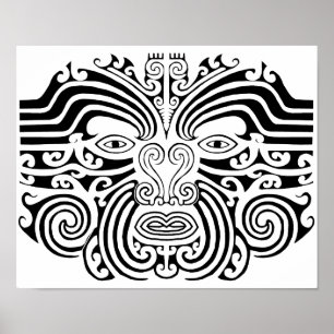 Maori-Tattoo - zwart en wit Poster