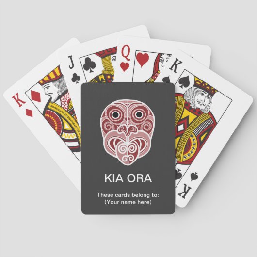 Maori Tiki Face Kia Ora Pokerkaarten (Achterkant)