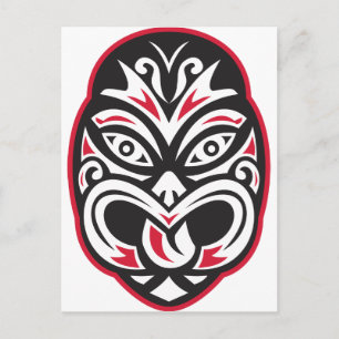 maori tiki moko tattoo mask briefkaart