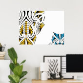 Maori tribal tattoo artwork poster (Thuiskantoor)