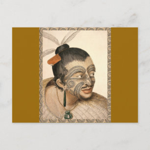 Maori Warrior ongeveer 1784 Briefkaart