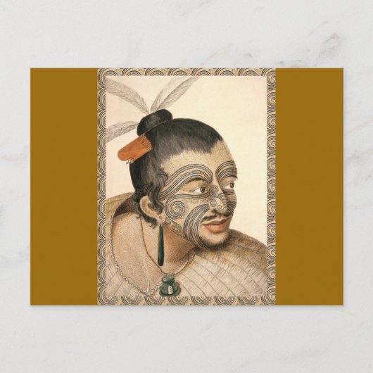 Maori Warrior ongeveer 1784 Briefkaart (Voorkant)