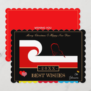 Maori Wave & Zealand Flag Happy New Year wil Feestdagenkaart