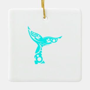 Maori Whale Tail Tribal Tattoo Turquoise Gift Idea Keramisch Ornament