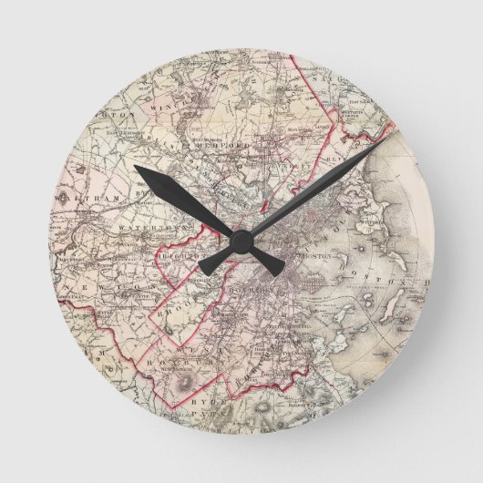 Map: Boston, 1883 Ronde Klok (Voorkant)