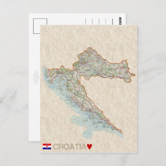 MAP BRIEFKAARTEN Kroatië (Voorkant / Achterkant)