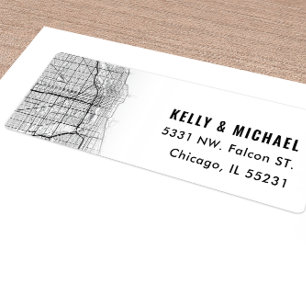 Map Chicago City Thema Retourlabel Etiket