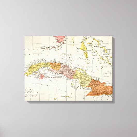 MAP: CUBA, 1900 CANVAS AFDRUK (Voorkant)