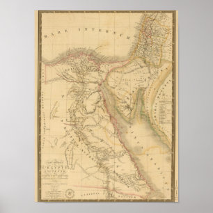 Map Egypte, Palestina en Arabië Poster