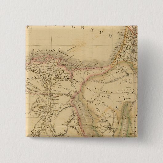 Map Egypte, Palestina en Arabië Vierkante Button 5,1 Cm (Voorkant)