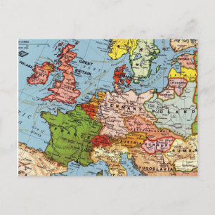 Map Europe France Scotland Ireland Meer Briefkaart