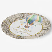 Map Hot Air Ballon Adventure Baby shower Papieren Bordje (Gekanteld)