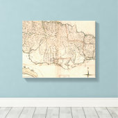 MAP: JAMAICA, 1755 2 CANVAS AFDRUK (Insitu (Houten vloer))