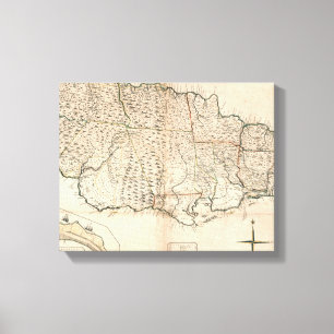 MAP: JAMAICA, 1755 2 CANVAS AFDRUK