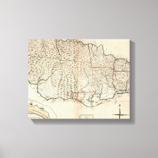 MAP: JAMAICA, 1755 2 CANVAS AFDRUK (Voorkant)