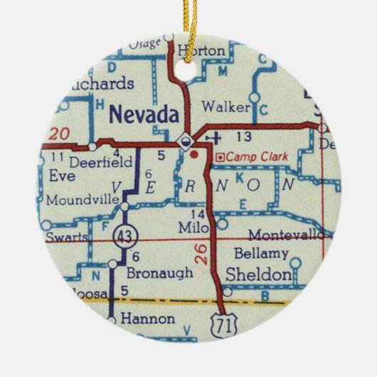  map Nevada MO Keramisch Ornament (Voorkant)
