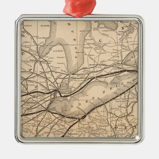 Map New York Central en Hudson River Railroad Metalen Ornament (Voorkant)