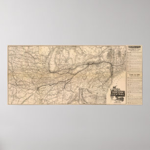 Map New York Central en Hudson River Railroad Poster