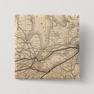 Map New York Central en Hudson River Railroad Vierkante Button 5,1 Cm